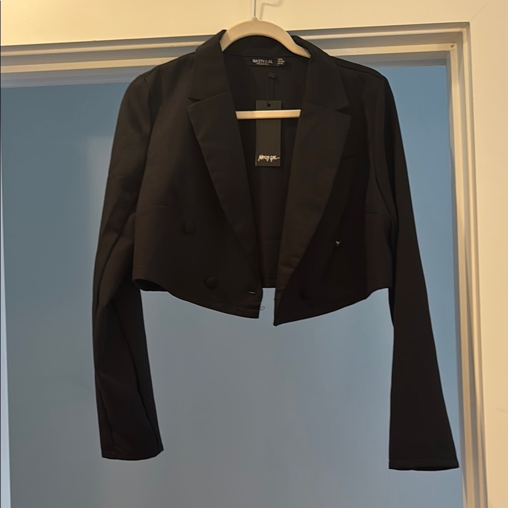 Black Double Breasted Cropped Blazer by NastyGal